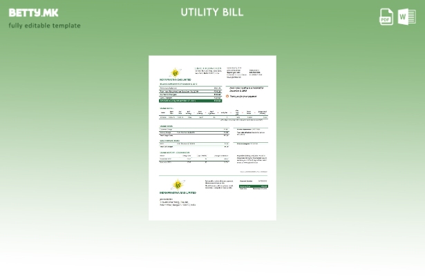 Модерен стил, Шаблон за збор за сметки за комунални услуги за гас во Индија Indr